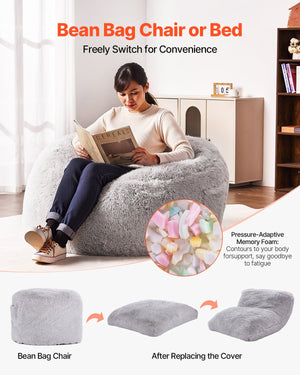 Bean Bag Bed Chair Convertible from Chair to Lounge or Mattress