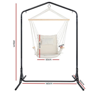 Hanging Hammock Arm Chair with Double Stand Cream