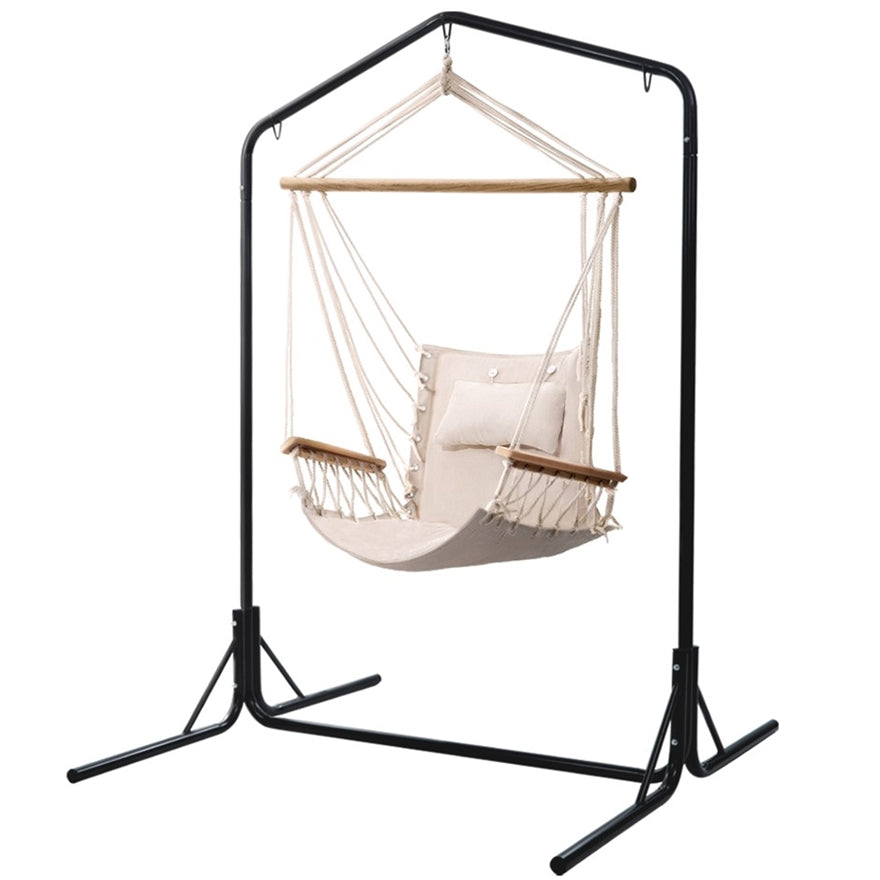 Hanging Hammock Arm Chair with Double Stand Cream