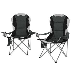 Weisshorn 2X Camping Folding Arm Chairs - Grey