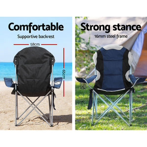 Weisshorn 2X Camping Folding Arm Chairs - Blue