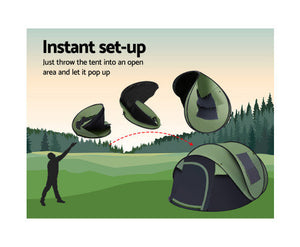 5 Person Instant Pop Up Camping Tent/Beach Tent - Steel