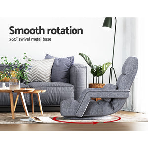 Artiss Floor Sofa Arm Chair Recliner Swivel - Grey