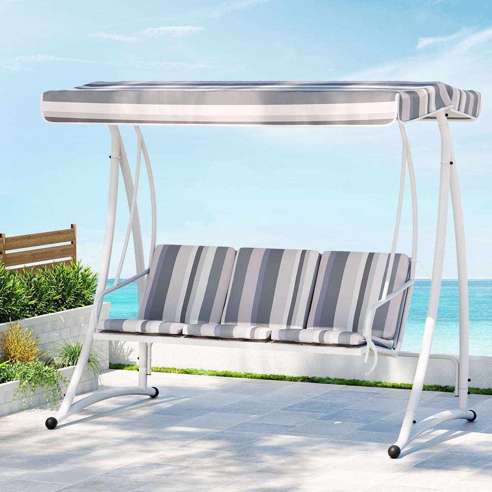 Outdoor 3 Seater Swing Chair With Canopy
