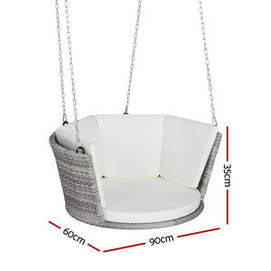 Porch Bucket Hanging Chair Rattan With Chain Grey