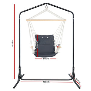 Hanging Hammock Arm Chair with Double Stand Grey