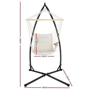 Hanging Hammock Arm Chair Cream with Steel Stand