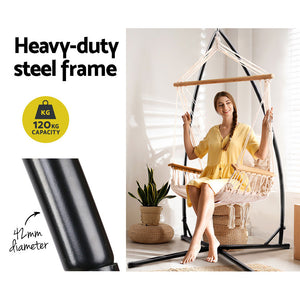 Hanging Hammock Arm Chair Cream with Steel Stand