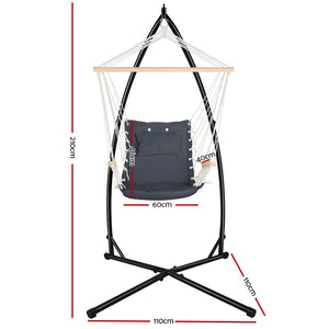 Hanging Hammock Arm Chair Grey with Steel Stand