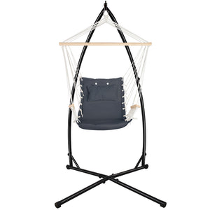 Hanging Hammock Arm Chair Grey with Steel Stand