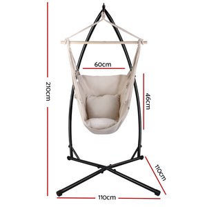 Cream Hanging Hammock Chair with Steel Stand