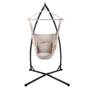 Cream Hanging Hammock Chair with Steel Stand