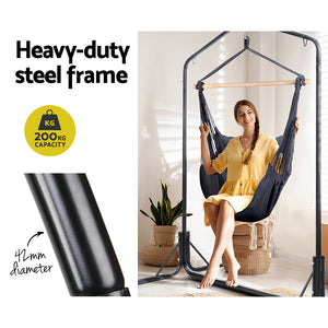 Grey Hanging Hammock Chair with Double Stand