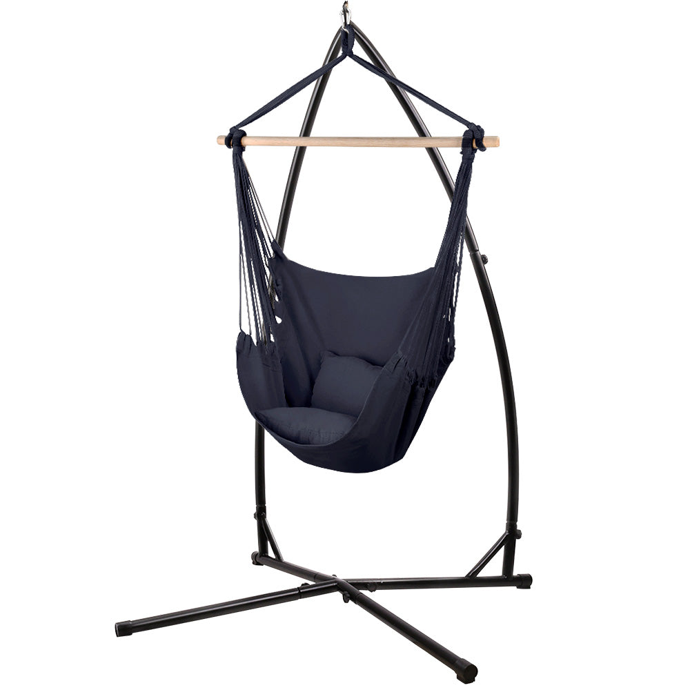 Grey Hanging Hammock Chair with Steel Stand