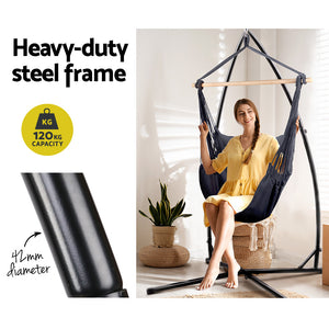 Grey Hanging Hammock Chair with Steel Stand