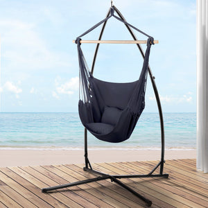 Grey Hanging Hammock Chair with Steel Stand