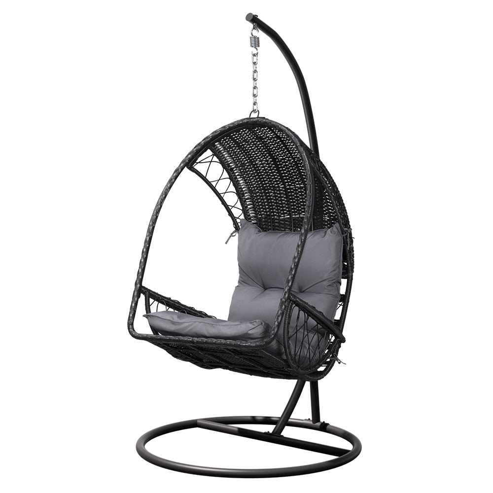 Wicker Outdoor Egg Swing Chair - Black