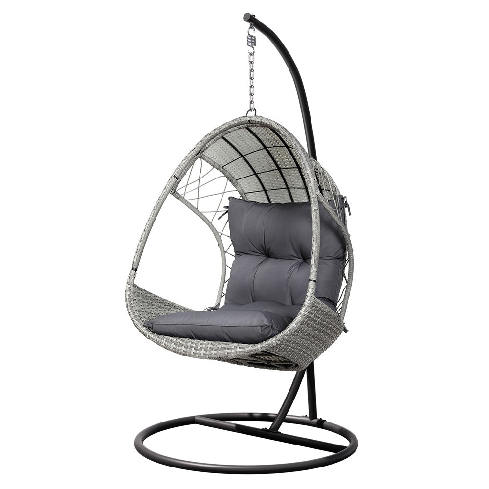 Wicker Outdoor Egg Swing Chair - Grey