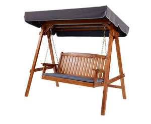 Wooden 3 Seat Canopy Swing Set