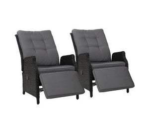 Set of 2 Outdoor Recliner Lounge Chairs