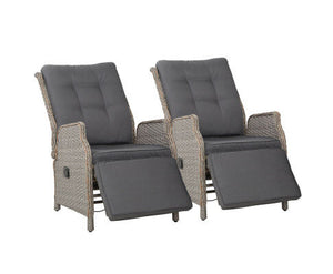 Set of 2 Outdoor Recliner Lounge Chairs