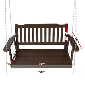 Gardeon Porch Swing Chair with Chain -  Brown