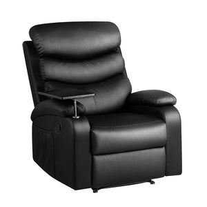 Artiss Recliner Armchair Leather With Black Tray Table