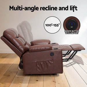Artiss Recliner Lift Chair Heated Massage Leather Claude