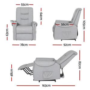 Artiss Recliner Lift Chair Grey Leather