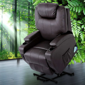 Artiss Electric Recliner Lift Chair - PU Leather Brown