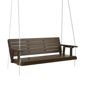 Gardeon 3 Seater Porch Swing Chair with Chain - Brown