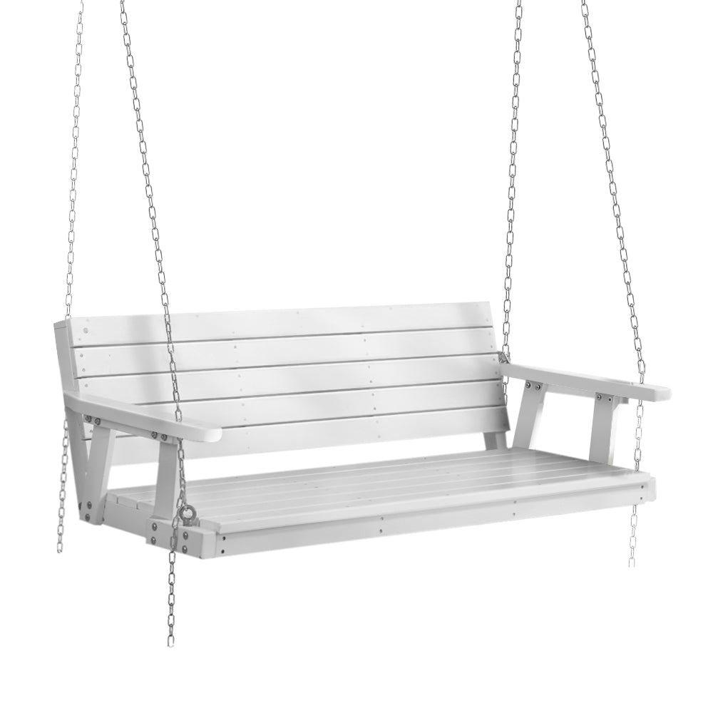 Gardeon 3 Seater Porch Swing Chair with Chain - White