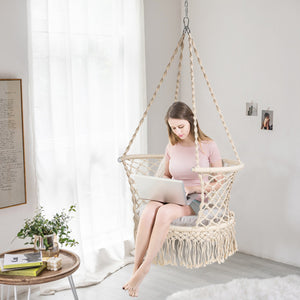 Macrame Folding Hammock Chair with Back rest