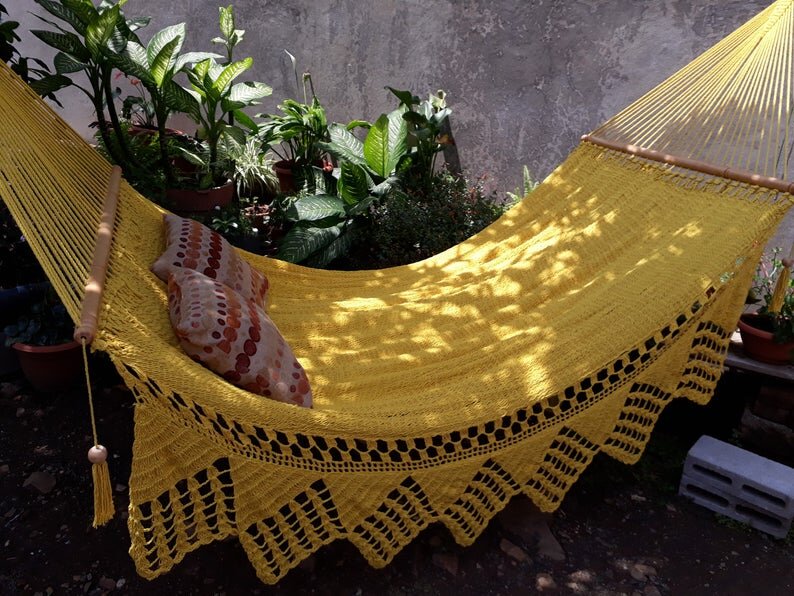 Double Boho Spreader Hammock Yellow (Clearance)