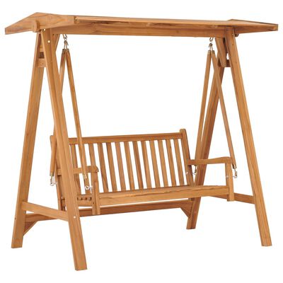 2 Person Teak Swing Bench With Roof
