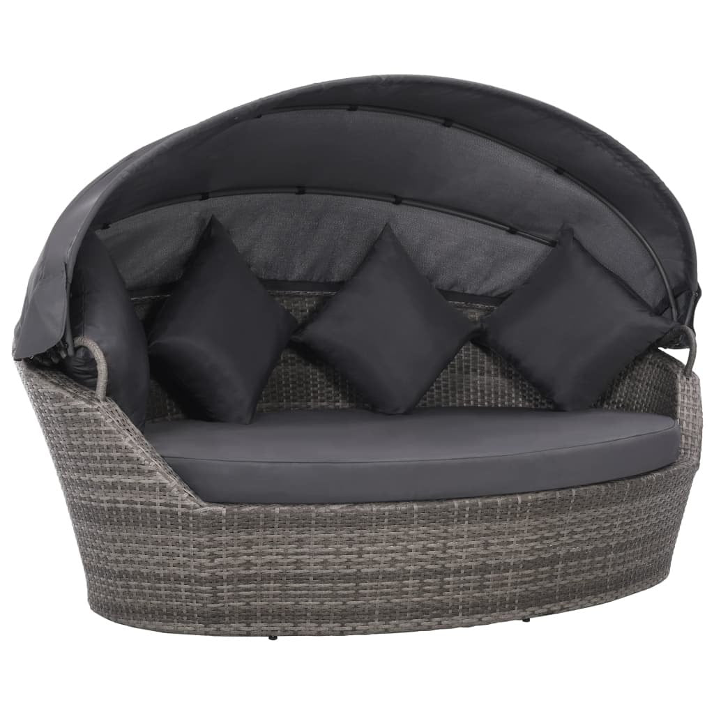 Round Outdoor Lounge Rattan Day Bed with Canopy