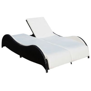 Double Sun Lounger with Cushion Poly Rattan