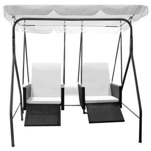 Outdoor 2 Seater Rattan Swing With Canopy