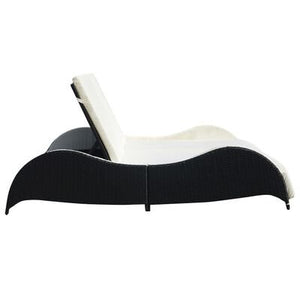 Double Sun Lounger with Cushion Poly Rattan