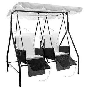 Outdoor 2 Seater Rattan Swing With Canopy