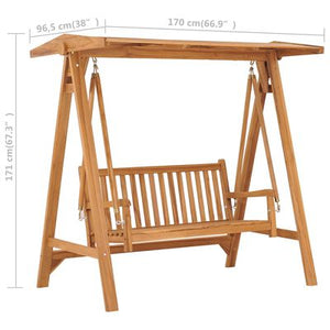 2 Person Teak Swing Bench With Roof