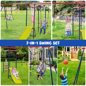 7-in-1 Outdoor Kids Swing Set