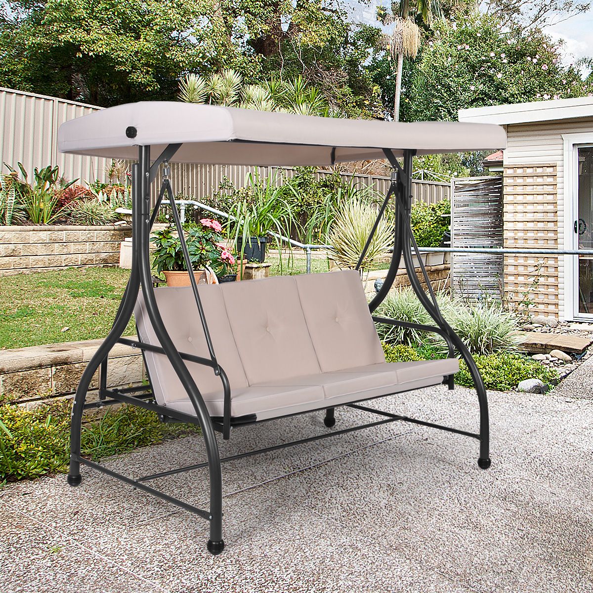 Outdoor 3 Person Porch Swing Hanging Futon - Oz Hammocks
