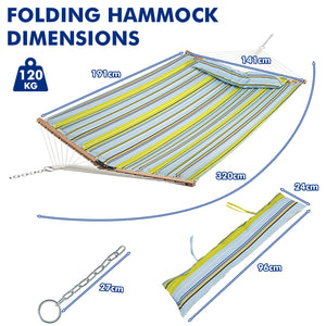 Outdoor Spreader Hammock W/ Detachable Pillow