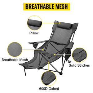 Reclining Folding Camping Chair With Footrest
