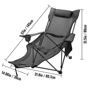 Reclining Folding Camping Chair With Footrest