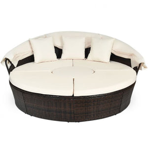 Round Daybed with Retractable Canopy & Table