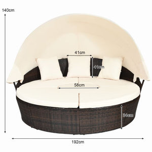 Round Daybed with Retractable Canopy & Table